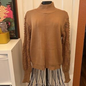 Amazon Sweater with Crochet Sleeves-Sz L